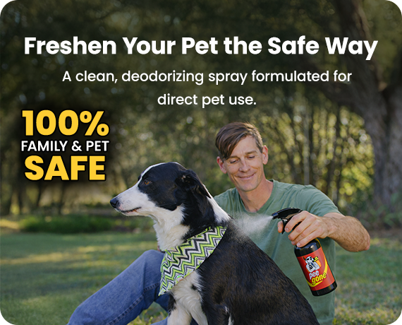 Freshen Your Pet the Safe Way - A clean, deodorizing spray formulated for direct pet use. 100% Family and Pet Safe