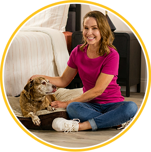 Satisfied customer with their pet