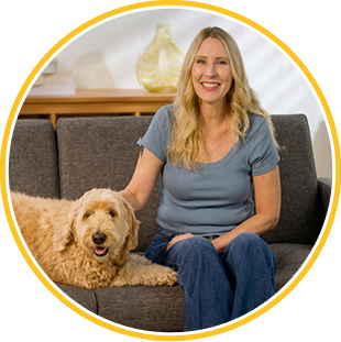 Satisfied customer with their pet