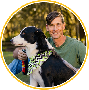 Satisfied customer with their pet