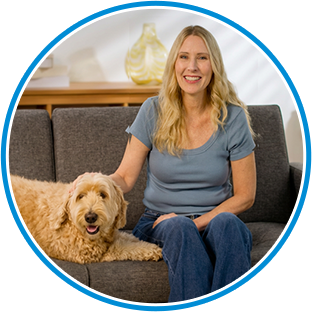 Satisfied customer with their pet